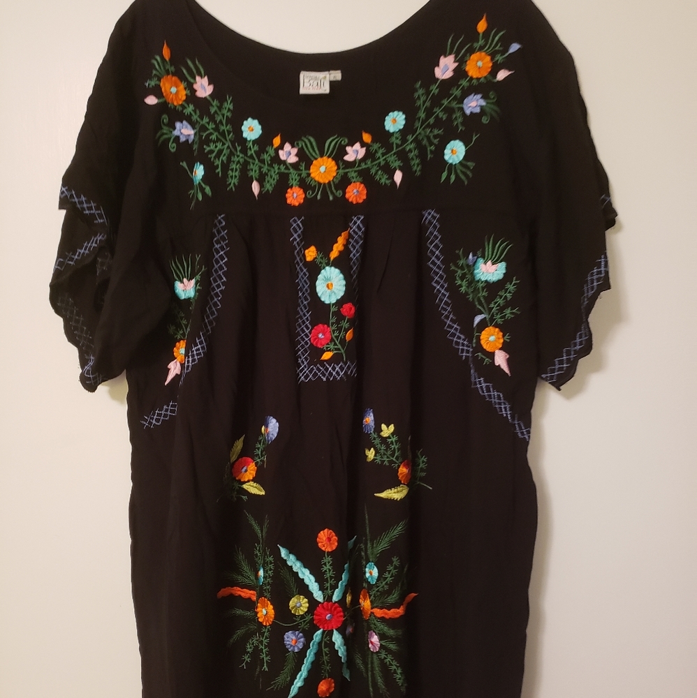 Black Boho embroidered dress